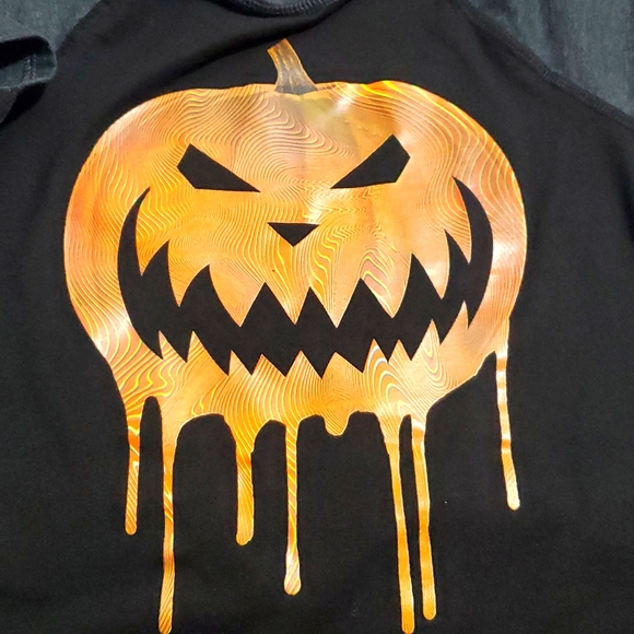 Halloween melting Pumpkin Jack-O-Lantern Short Sleeve size 8 medium - Picture 1 of 5